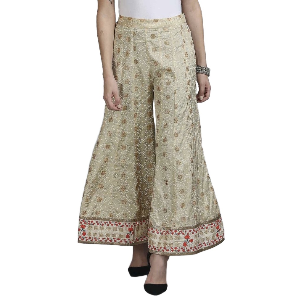 W For Woman Gold Print Wide Leg Bohemian Culotte‎ Palazzo Pants Size L